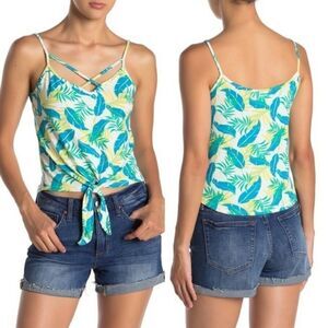 Poof NY criss cross tropical knot front tank